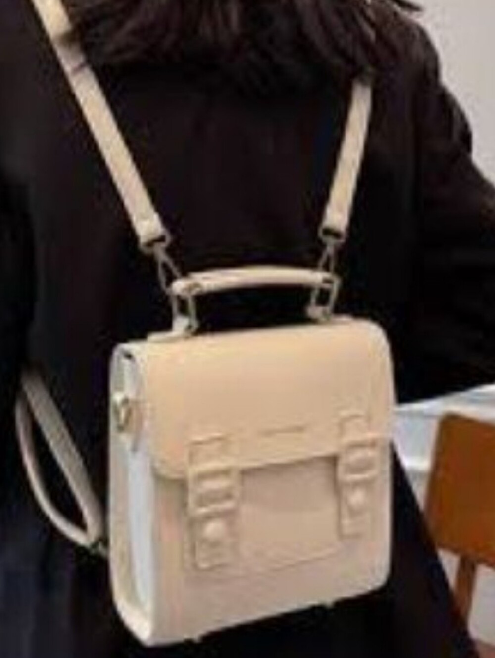 NWOT Vanilla Cream Faux Leather Convertible Backpack/Shoulder Bag Purse